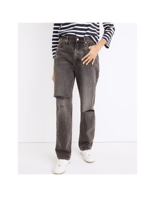 Madewell + Baggy Straight Jeans in Cavell Wash: Ripped Edition