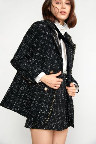 J.ing + Abbas Black Double-Breasted Coat