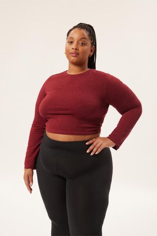 Girlfriend Collective + Bordeaux Reset Cropped Long Sleeve — Girlfriend Collective