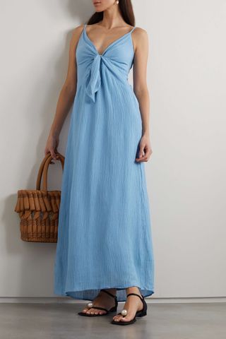 Faithfull the Brand + Verona Twist-Front Crinkled Linen-Blend Midi Dress