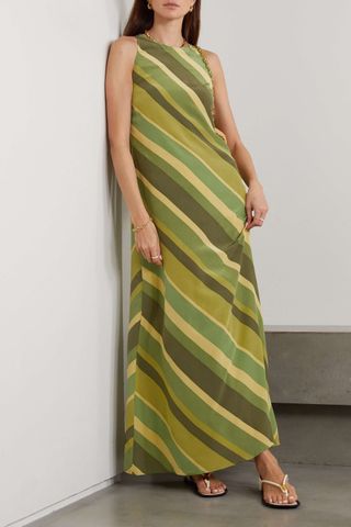 Faithfull the Brand + Monikh Esposende Striped Silk-Crepe Maxi Dress