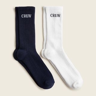J.Crew + Softest Socks Two-Pack with Logo in Navy White