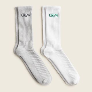 J.Crew + Softest Socks Two-Pack with Logo in Grey White