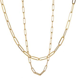 Rwquian + Gold Paperclip Chain Link Necklace
