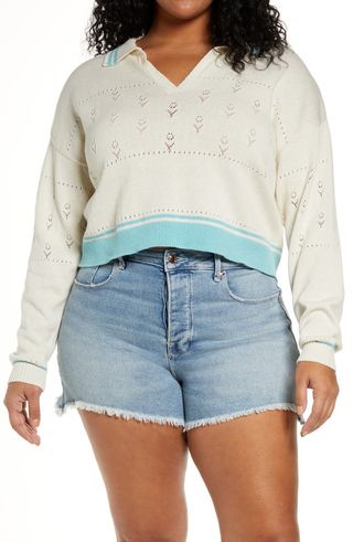BP + Pointelle Cotton Polo Sweater