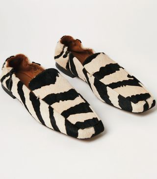 Jigsaw + Zebra Print Leather Loafers