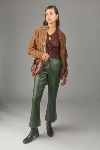 Urban Outfitters + Faux Leather Cropped Flare Pant