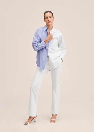 Mango + Contrasting Cotton-Blend Shirt