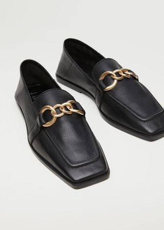 Mango + Leather Loafers With Chain