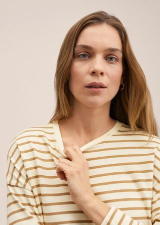 Mango + Striped Cotton T-Shirt