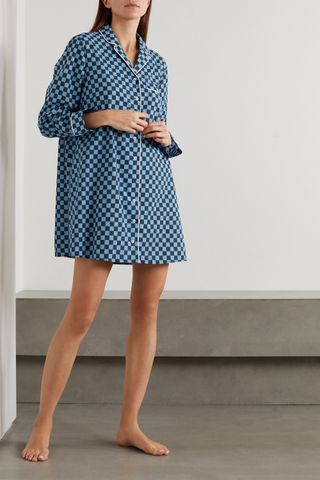 Rixo + Montana Checked Cotton-Jersey Nightdress