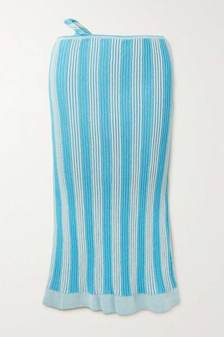 Jacquemus + Gelato Cutout Striped Ribbed Cotton-Blend Skirt