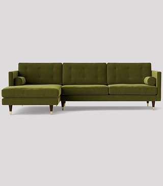Swoon + Porto Fern Green Easy Velvet Right Hand Corner Sofa