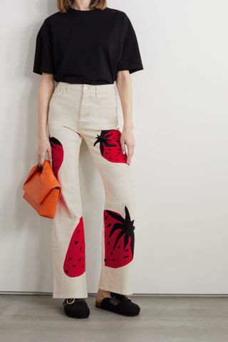 JW Anderson + Printed High-Rise Wide-Leg Jeans
