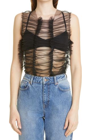 Molly Goddard + Ruched Tulle Top