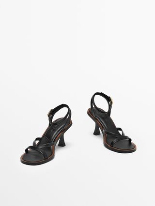 Massimo Dutti + Leather High-Heel Sandals With Welt Detail