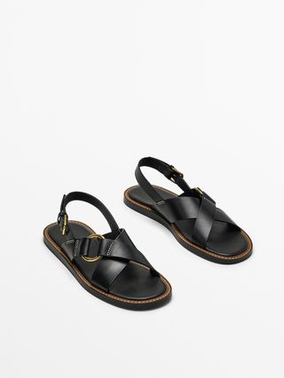 Massimo Dutti + Leather Crossover Sandals