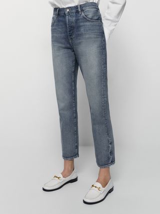 Massimo Dutti + High-Waist Vintage-Wash Jeans