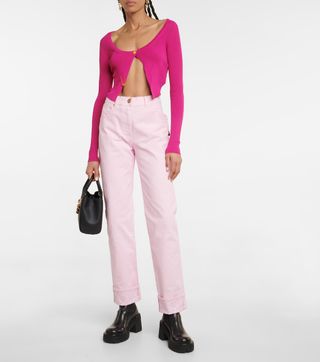 Versace + Safety Pin Cropped Cardigan