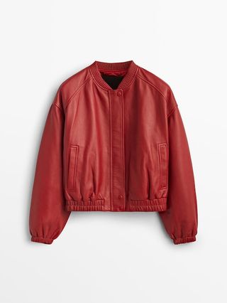 Massimo Dutti + Nappa Leather Bomber Jacket