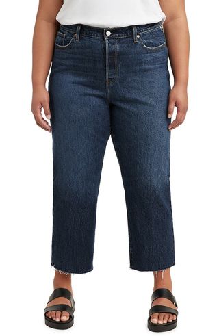 Levi's + Wedgie High Waist Raw Hem Straight Leg Jeans