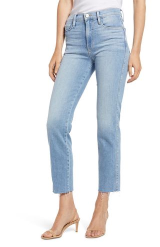 Frame + Le Sylvie High Waist Raw Hem Crop Jeans