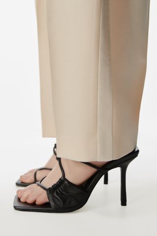 Zara + Heeled Asymmetric Leather Sandals