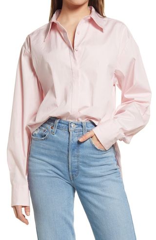 Open Edit + Relaxed Poplin Button-Up Shirt