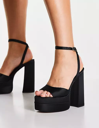 ASOS Design + Nix High Platform Heeled Sandals in Black
