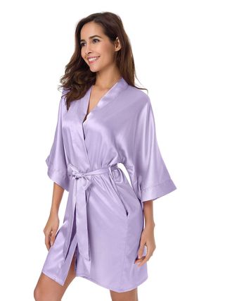 Amazon + Satin Robe Silk Kimono Bathrobe