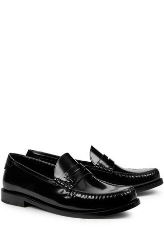 Saint Laurent + Le Loafer Black Leather Penny Loafers