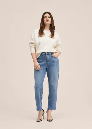 Mango + Medium-Waist Cropped Slim-Fit Jeans