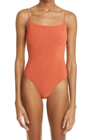 Totême + Smocked One-Piece Swimsuit