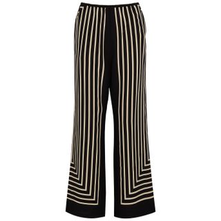 Totême + Striped Silk Crepe De Chine Wide-Leg Trousers