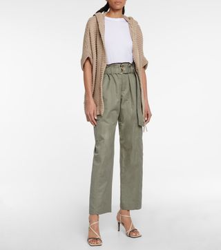 Brunello Cucinelli + High-Rise Cotton and Ramie Pants