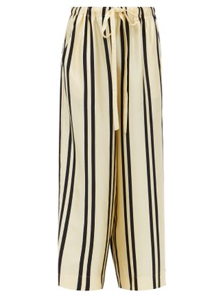 Khaite + Phoebe Striped Silk-Charmeuse Trousers