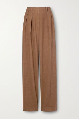The Row + Igor Pleated Silk and Cashmere-Blend Wide-Leg Pants