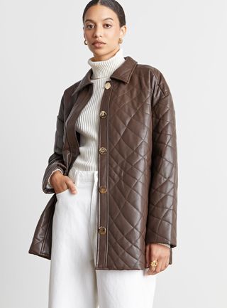 Who What Wear Collection + Cassi Vegan-Leather Quilted Jacket