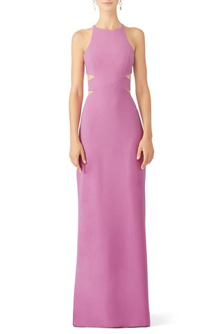 Halston + Pink Cut Out Gown