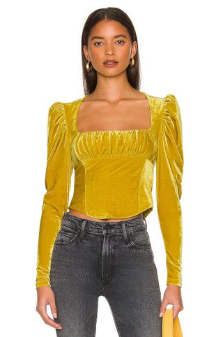 Free People + Revolve Hold Me Top in Glistening Gold