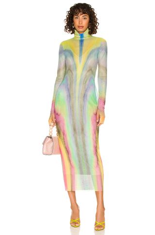Afrm + Shailene Midi Dress in Multi Watercolor