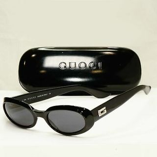 Gucci + Black Silver 1990s Sunglasses