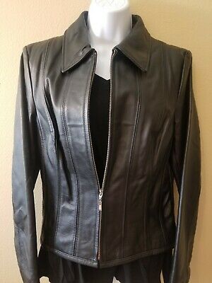 Moda International + Black Genuine Leather Jacket