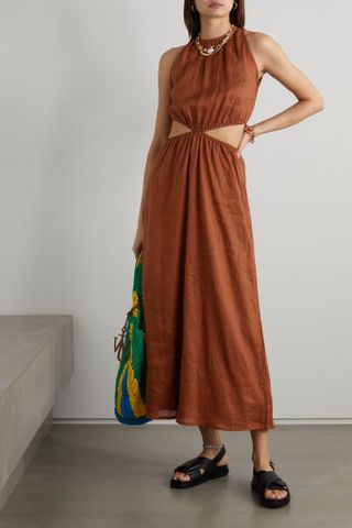 Faithfull the Brand + Trapani Cutout Linen Midi Dress