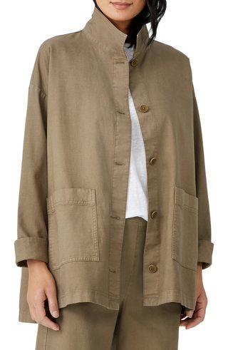 Eileen Fisher + Stand Collar Jacket