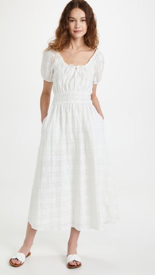 Madewell + Short Sleeve Smocked Waist Midi Dress
