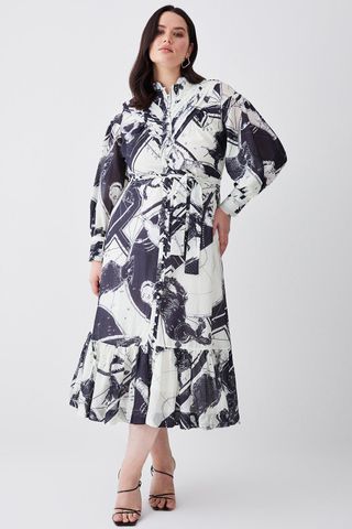 Karen Millen + Plus Size British Museum Silk Maxi Dress