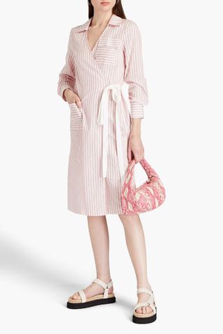Baum Und Pferdgarten + Anita Striped Cotton-Polin Wrap Dress