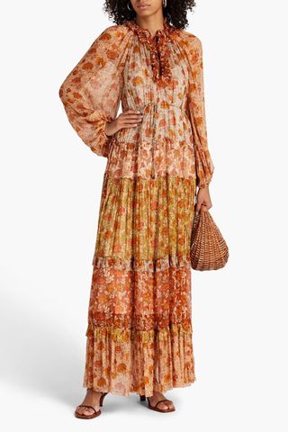 Zimmermann + Tiered Floral-Print Georgette Maxi Dress
