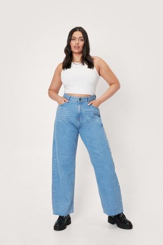 NastyGal + Organic Denim Wide Leg Slouchy Jeans